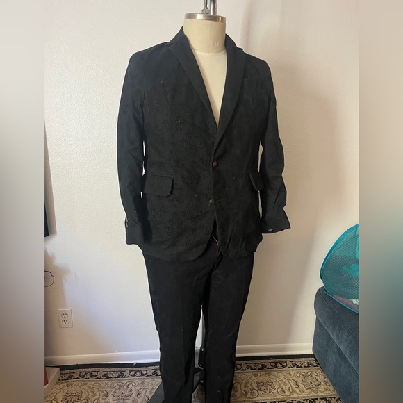 Back flocked denim 2 peice suit (custom made) - Picture 2 of 7